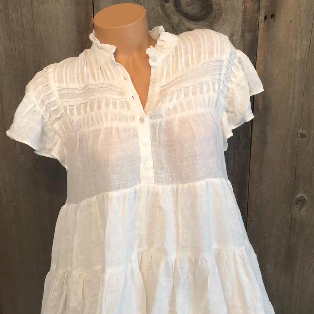 Olivaceous Pleated Off White Dress Size Small